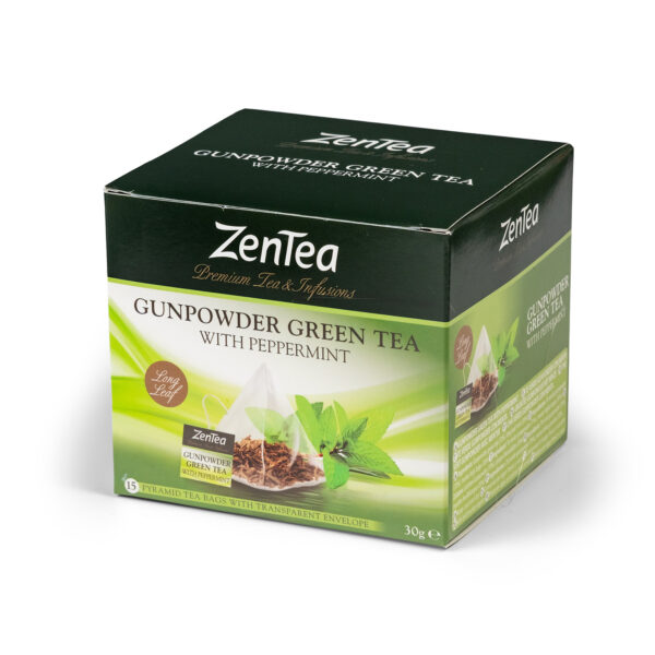 gunpowder green tea Let's Chocolaat en sobre piramidal reciclable